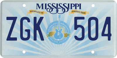 MS license plate ZGK504