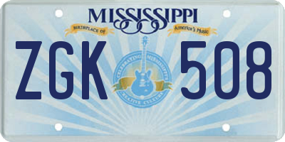 MS license plate ZGK508