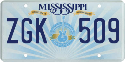 MS license plate ZGK509