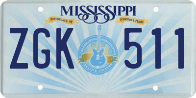 MS license plate ZGK511