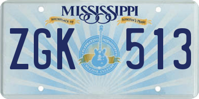 MS license plate ZGK513