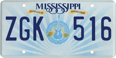 MS license plate ZGK516