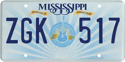 MS license plate ZGK517