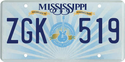 MS license plate ZGK519