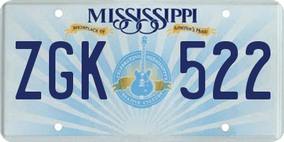 MS license plate ZGK522