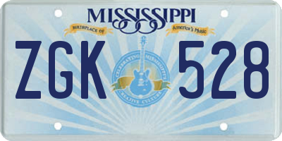 MS license plate ZGK528