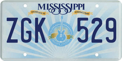 MS license plate ZGK529