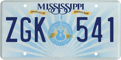 MS license plate ZGK541