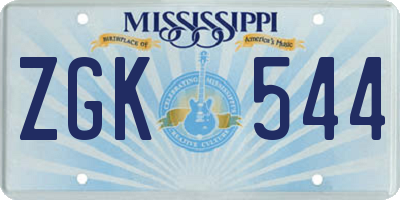 MS license plate ZGK544