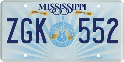 MS license plate ZGK552