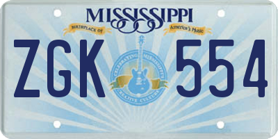 MS license plate ZGK554