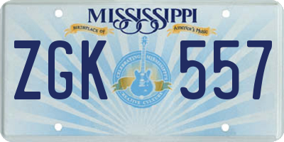 MS license plate ZGK557
