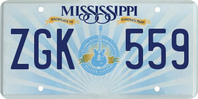 MS license plate ZGK559