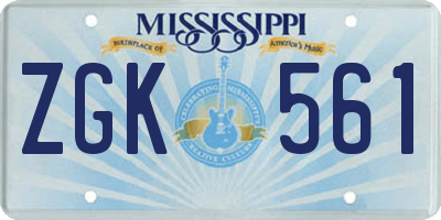 MS license plate ZGK561