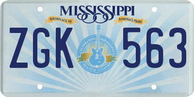 MS license plate ZGK563