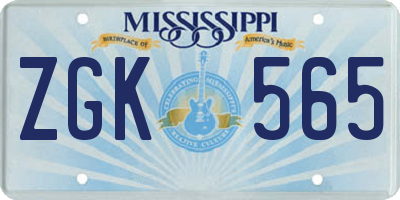 MS license plate ZGK565