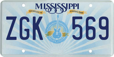 MS license plate ZGK569