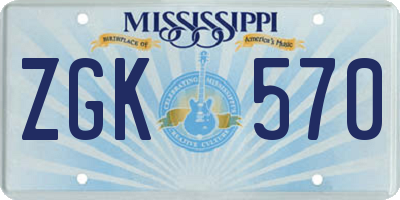 MS license plate ZGK570