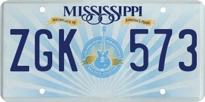 MS license plate ZGK573