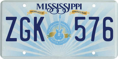 MS license plate ZGK576