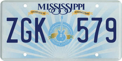 MS license plate ZGK579