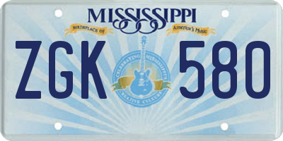 MS license plate ZGK580
