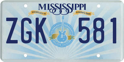 MS license plate ZGK581