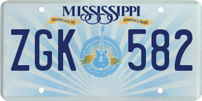 MS license plate ZGK582