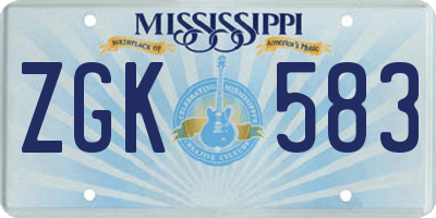 MS license plate ZGK583