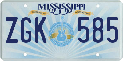 MS license plate ZGK585