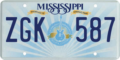 MS license plate ZGK587