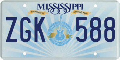 MS license plate ZGK588