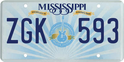MS license plate ZGK593