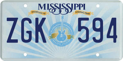 MS license plate ZGK594
