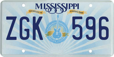 MS license plate ZGK596