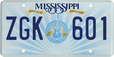 MS license plate ZGK601