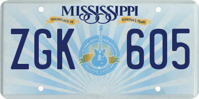 MS license plate ZGK605
