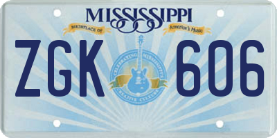 MS license plate ZGK606