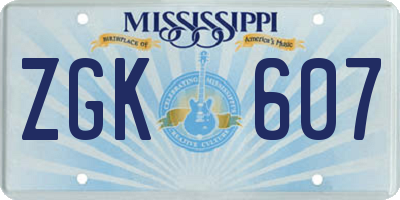 MS license plate ZGK607