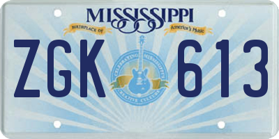 MS license plate ZGK613