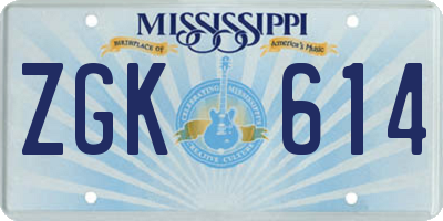 MS license plate ZGK614