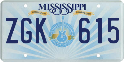 MS license plate ZGK615