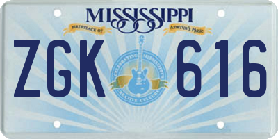 MS license plate ZGK616