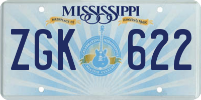 MS license plate ZGK622