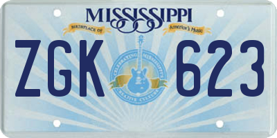 MS license plate ZGK623