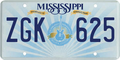 MS license plate ZGK625