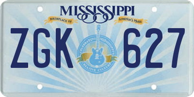MS license plate ZGK627