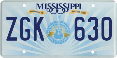 MS license plate ZGK630
