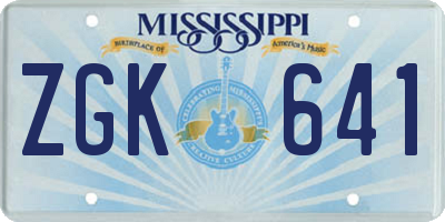 MS license plate ZGK641