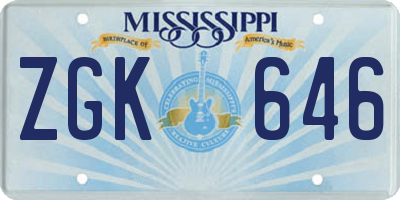 MS license plate ZGK646